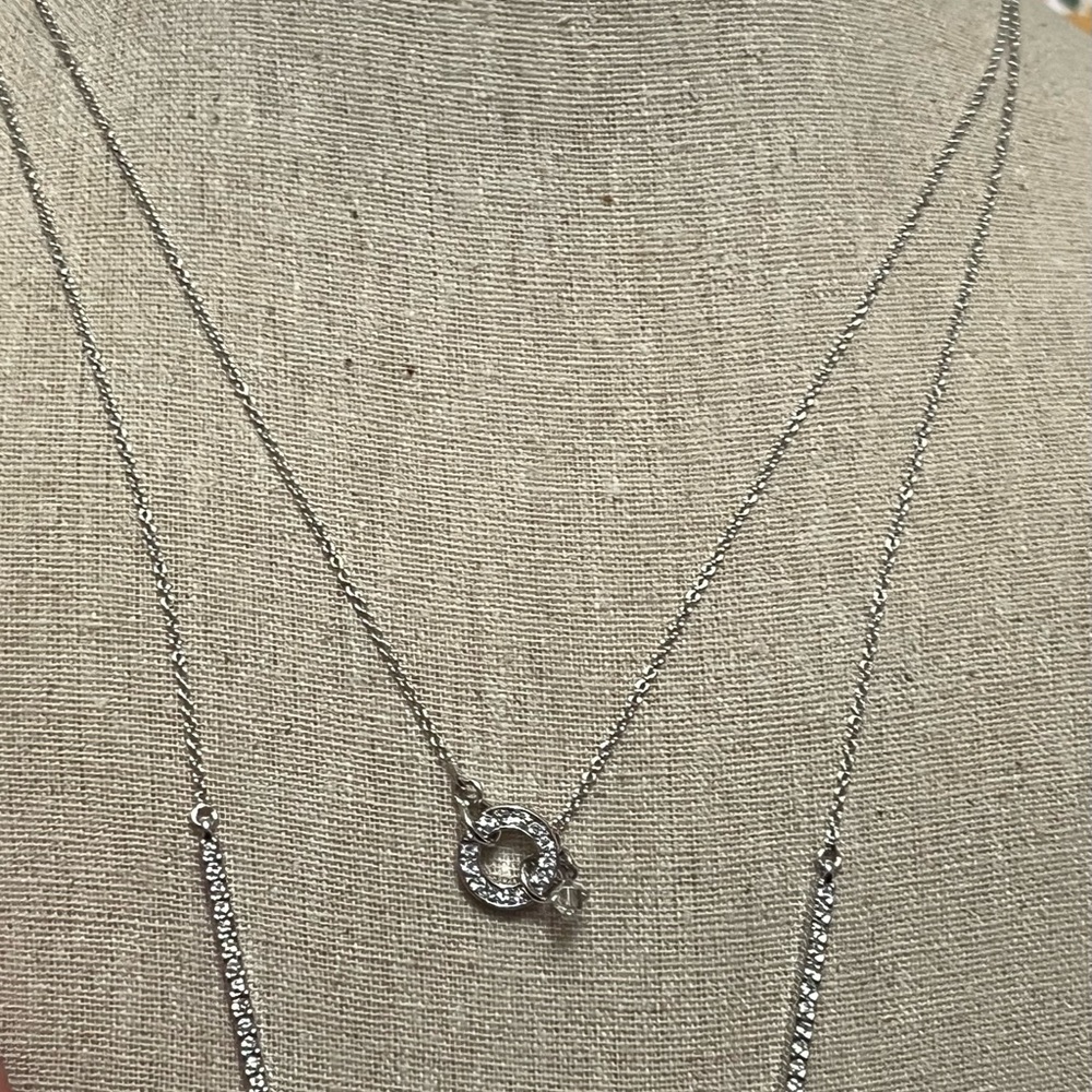 Two Elegant Silver Necklace with Crystal Accents